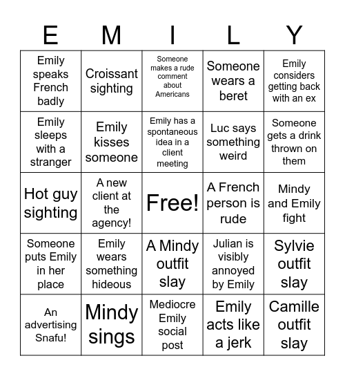 Season Four Bingo Card