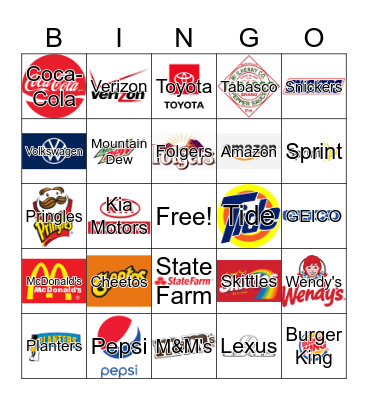Super Bowl Commercial Bingo Card