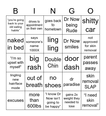 600lbs Life Bingo Card