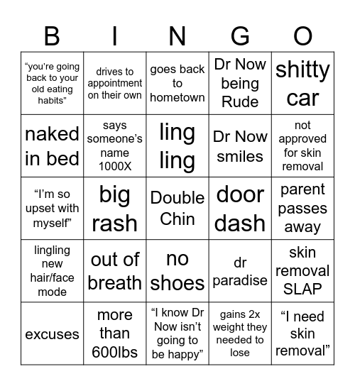 600lbs Life Bingo Card