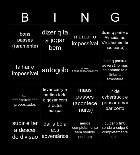 RUIZINHO BINGOH Bingo Card