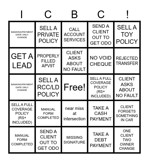 ICBINGOC Bingo Card