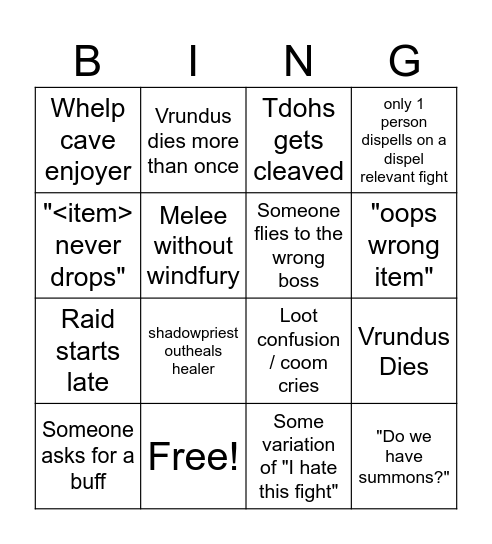 QQ Bingo Card