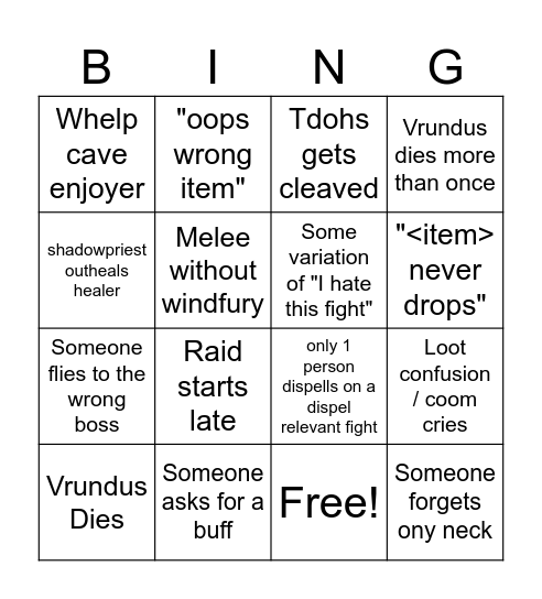 QQ Bingo Card