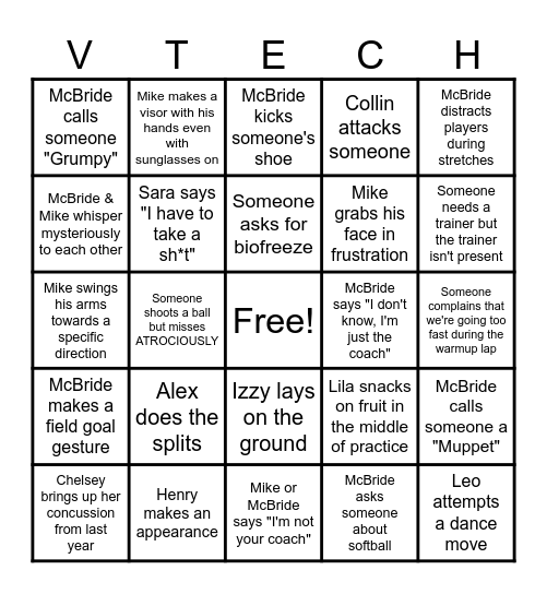 MCST Girls Soccer Bingo Fundraiser! Bingo Card