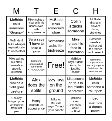 MCST Girls Soccer Bingo Fundraiser! Bingo Card