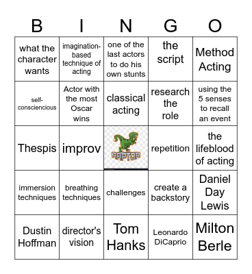 The Art of Acting Bingo Card