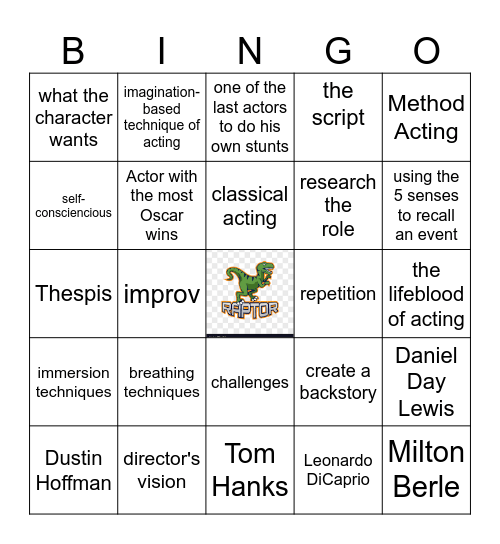 The Art of Acting Bingo Card