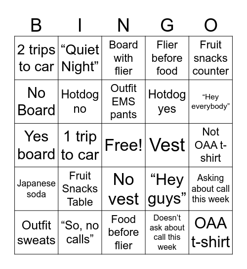 Kai Bingo Card