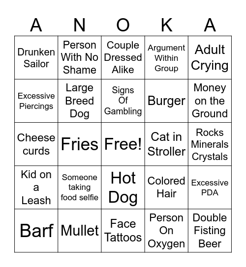 Food Truck Festival Bingo Card