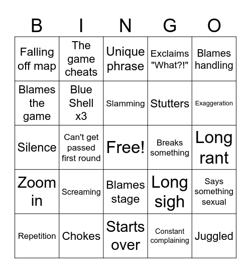 Poof Mario Kart Bingo Card