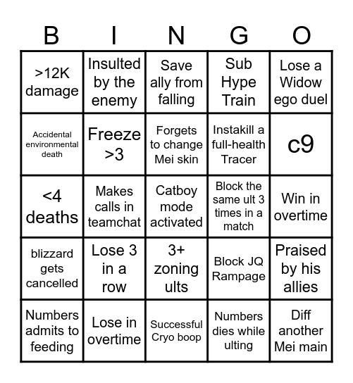 Numbers Bingo! Bingo Card