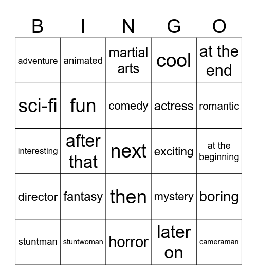 movies Bingo Card