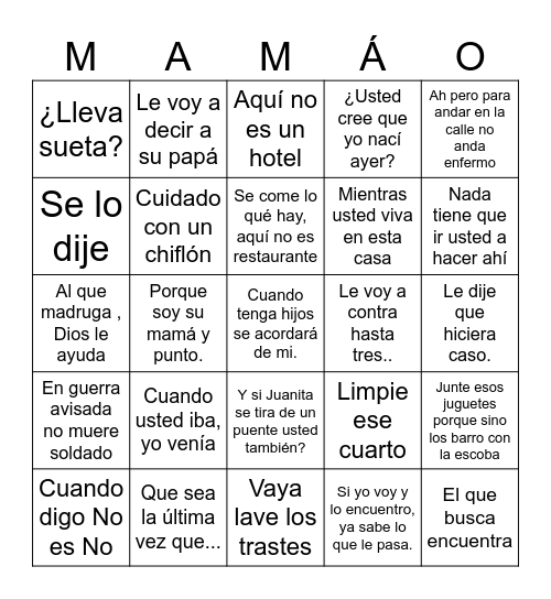 Bingo Frases Bingo Card