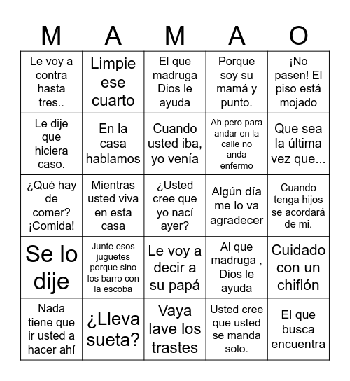 Bingo Frases Bingo Card