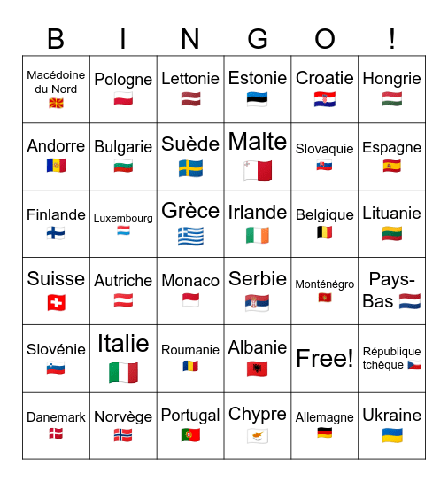 Plaque immatriculation Bingo Card