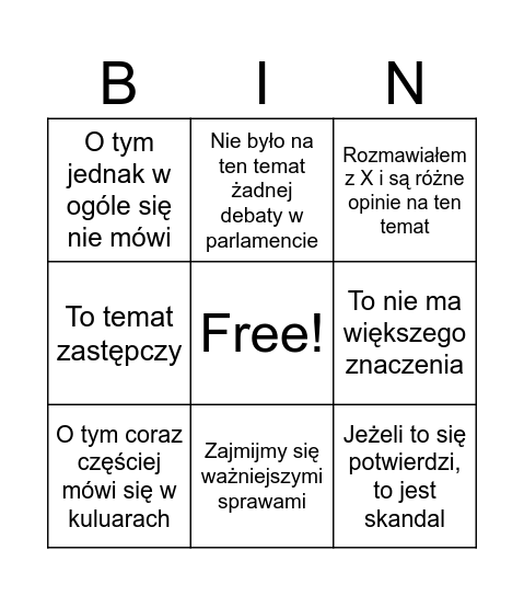 Bosakowe bingo Card