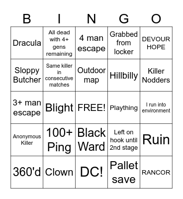 enxiaty_'s DBD Survivor Bingo Card