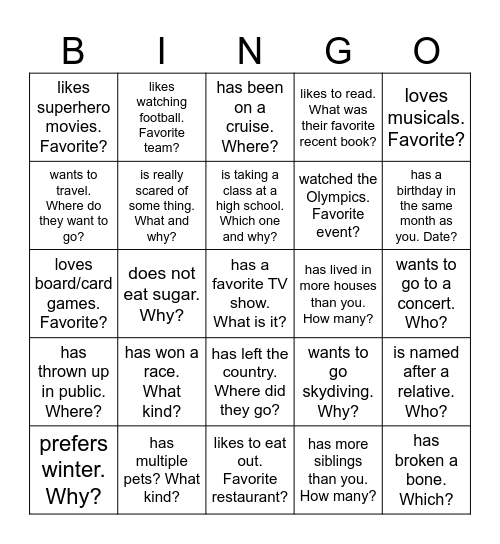 Find Someone Who . . . Bingo Card