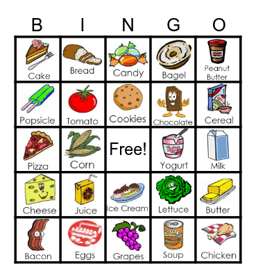 Food Bingo Card