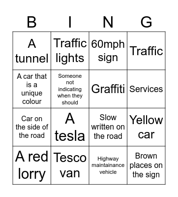 Car bingo Card