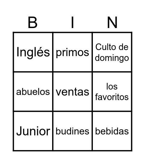 😂Bingo de nuestra familia  ❤️ Bingo Card