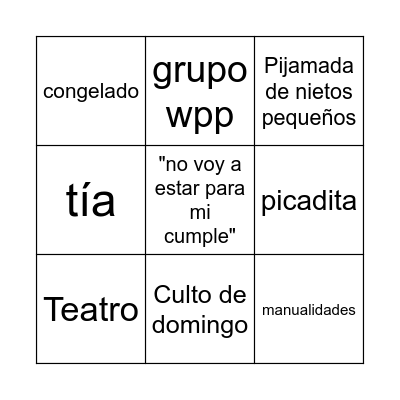 😂Bingo de nuestra familia ❤️ Bingo Card