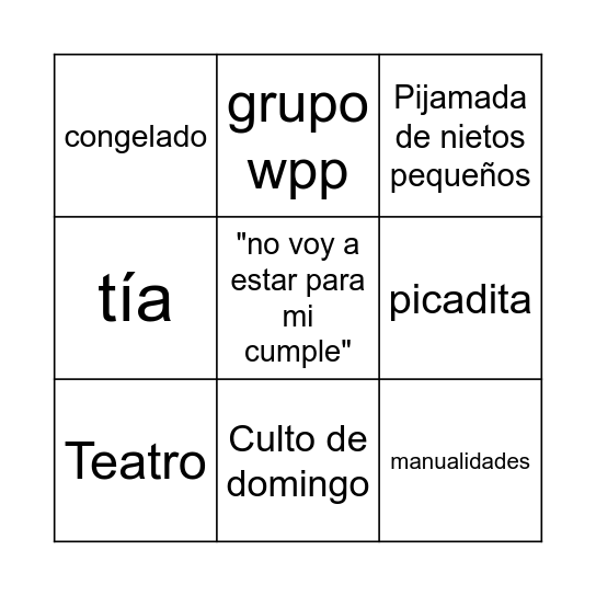 😂Bingo de nuestra familia ❤️ Bingo Card