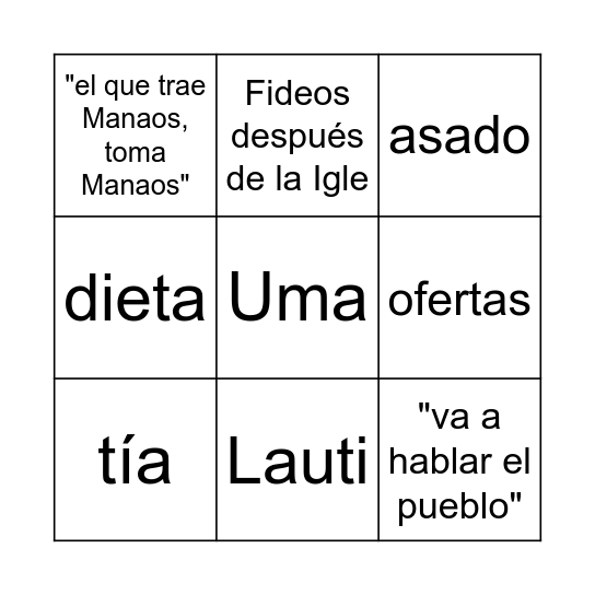 😂Bingo de nuestra familia❤️ Bingo Card