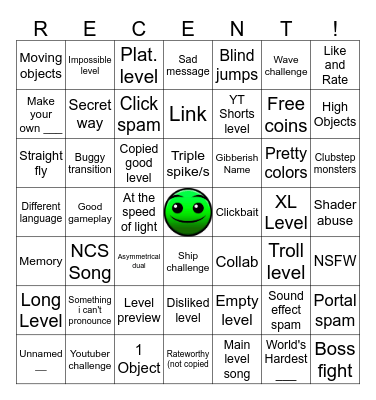 ULTIMATE 7X7 RECENT TAB BINGO Card