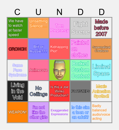 SIMS MACHINIMA BINGO Card
