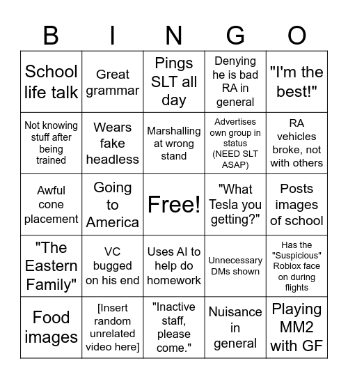 JxkeAviation Bingo Card Bingo Card