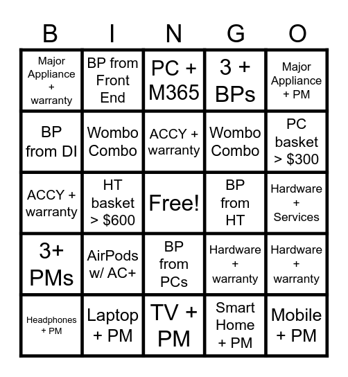 Ean's Bingo Bonanza Bingo Card