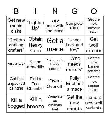 Minecraft 1.21 Bingo Card