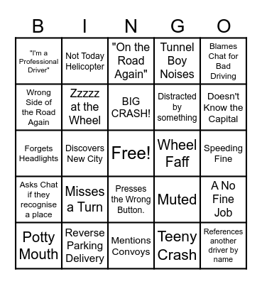 Euro Truck Bingo Card