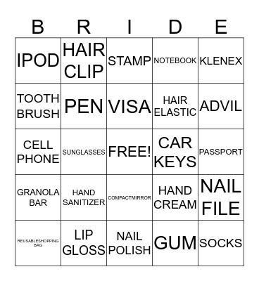 PURSE BINGO Card