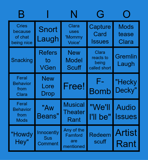 CLARA BDAY BITATHON BINGO Card