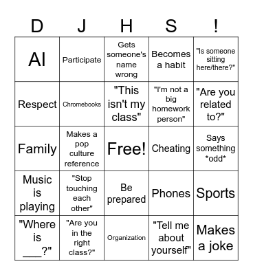 back to school/school Bingo Card