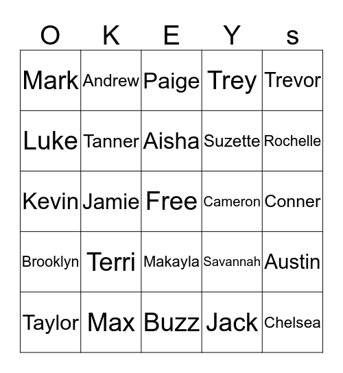 OKEY's Bingo Card