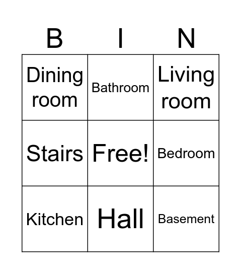 Rooms Bingo Card