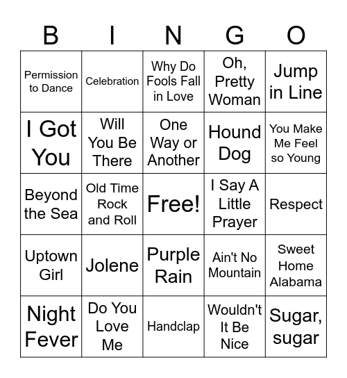 Music Bingo Card