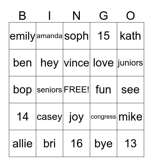 Untitled Bingo Card