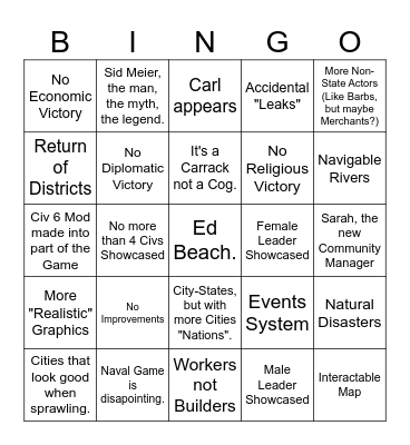 Civingo Bingo Card