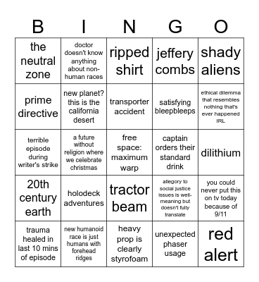 Star Trek Bingo Card