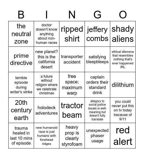 Star Trek Bingo Card