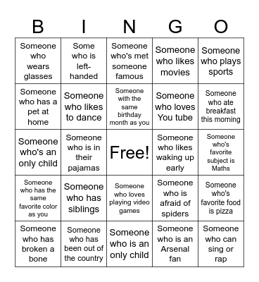 Human Bingo Card