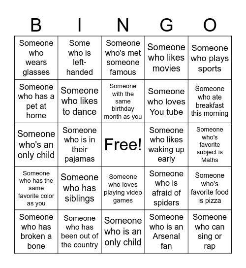 Human Bingo Card