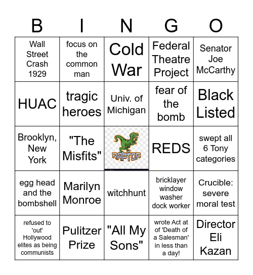 The Crucible BINGO Card