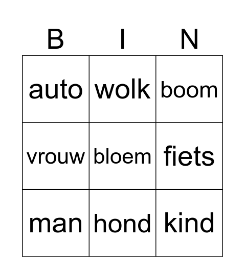 Buiten Bingo Card