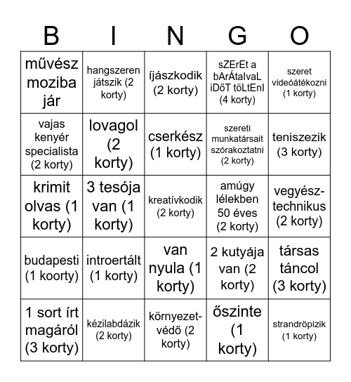 GOLYÓK Bingo Card